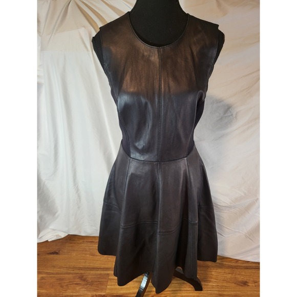 Halogen Pants - Halogen Black Leather Dress & Ponte Knit Fit & Flare Size 2 XS Edgy